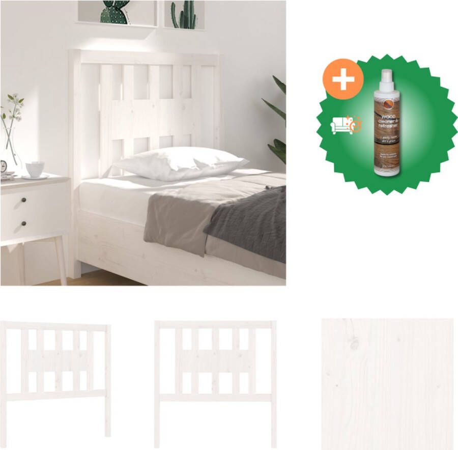 VidaXL Houten Hoofdbord Wit 96 x 4 x 100 cm Rustieke Charme Bedonderdeel Inclusief Houtreiniger en verfrisser - Foto 7