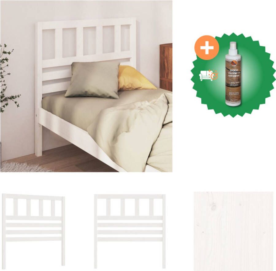 VidaXL Houten Hoofdbord Wit 96 x 4 x 100 cm Rustieke Charme Bedonderdeel Inclusief Houtreiniger en verfrisser - Foto 6