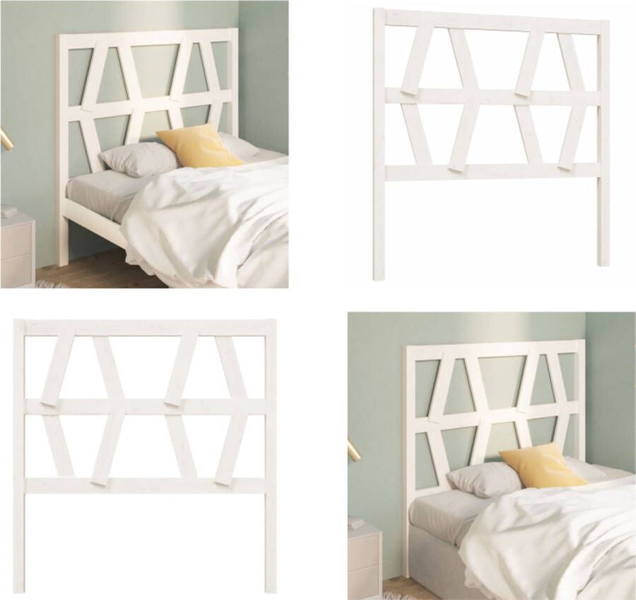 VidaXL Hoofdbord 96x4x100 cm massief grenenhout wit Hoofdbord Hoofdborden Hoofdeinde Houten Hoofdbord - Foto 3