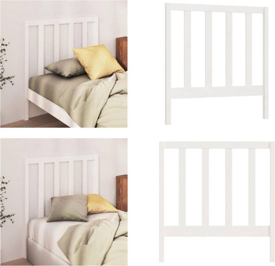 VidaXL Hoofdbord 96x4x100 cm massief grenenhout wit Hoofdbord Hoofdborden Hoofdeinde Houten Hoofdbord - Foto 2