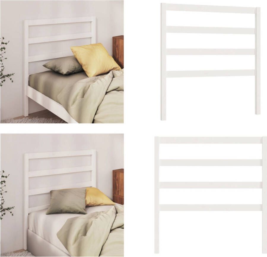 VidaXL Hoofdbord 96x4x100 cm massief grenenhout wit Hoofdbord Hoofdborden Hoofdeinde Houten Hoofdbord - Foto 2