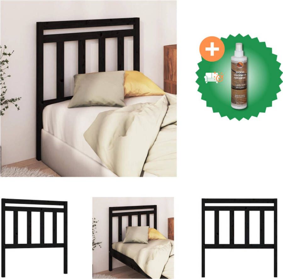 VidaXL Houten Hoofdeinde Rustieke Charme Hoofdbord 96 x 4 x 100 cm Zwart Bedonderdeel Inclusief Houtreiniger en verfrisser - Foto 4
