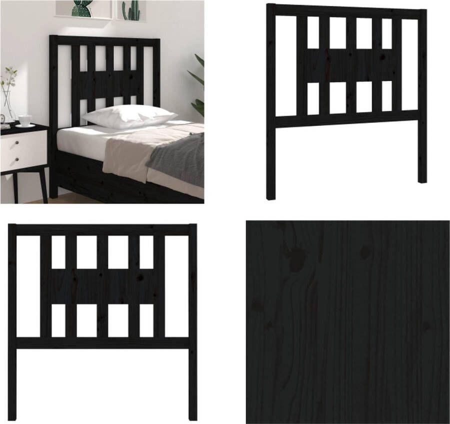 VidaXL Hoofdbord 96x4x100 cm massief grenenhout zwart Hoofdbord Hoofdborden Hoofdeinde Houten Hoofdbord - Foto 6