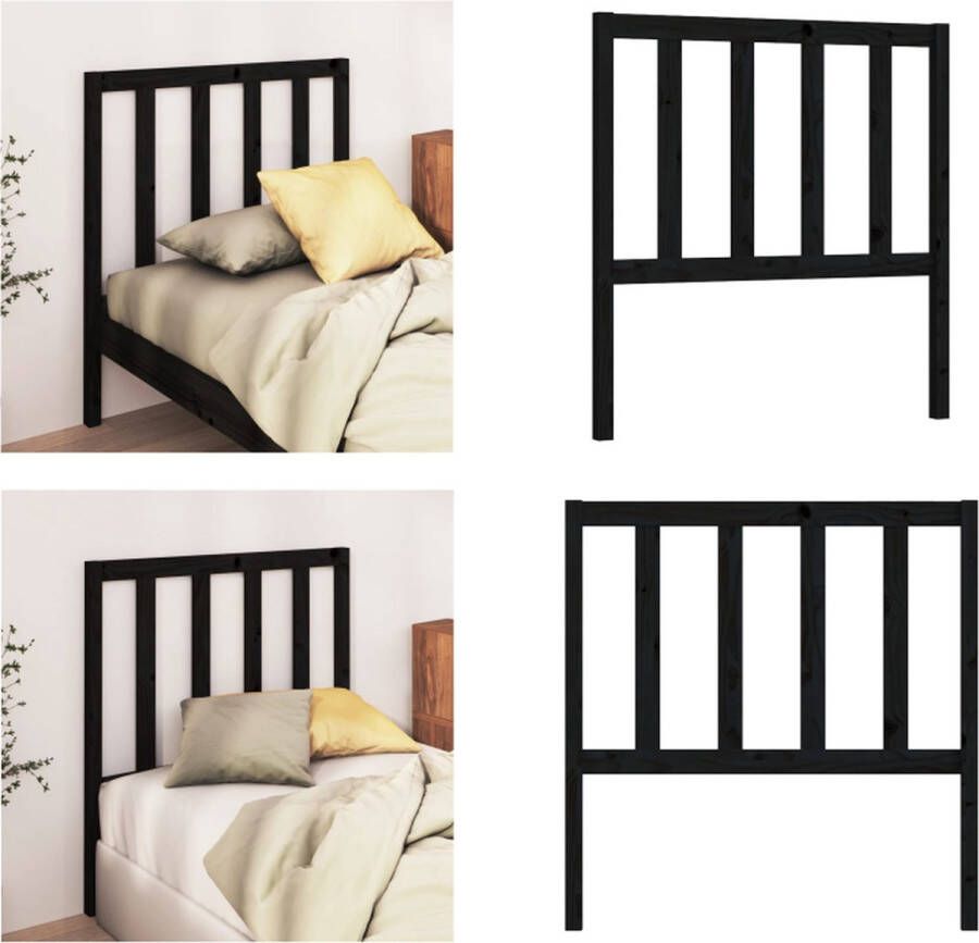 VidaXL Hoofdbord 96x4x100 cm massief grenenhout zwart Hoofdbord Hoofdborden Hoofdeinde Houten Hoofdbord - Foto 3