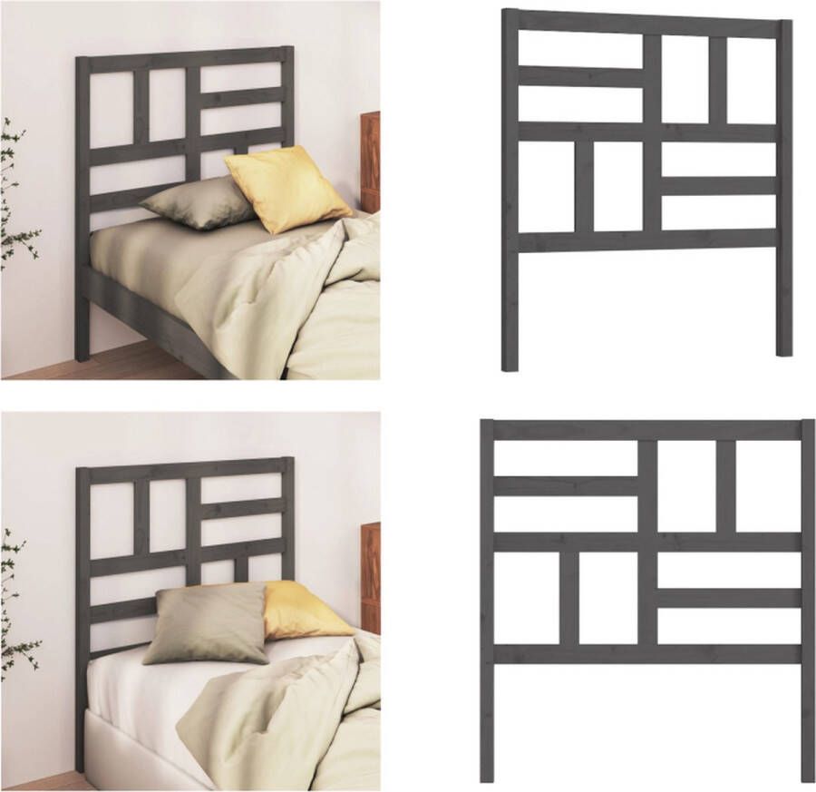 VidaXL Hoofdbord 96x4x104 cm massief grenenhout grijs Hoofdbord Hoofdborden Hoofdeinde Houten Hoofdbord - Foto 2