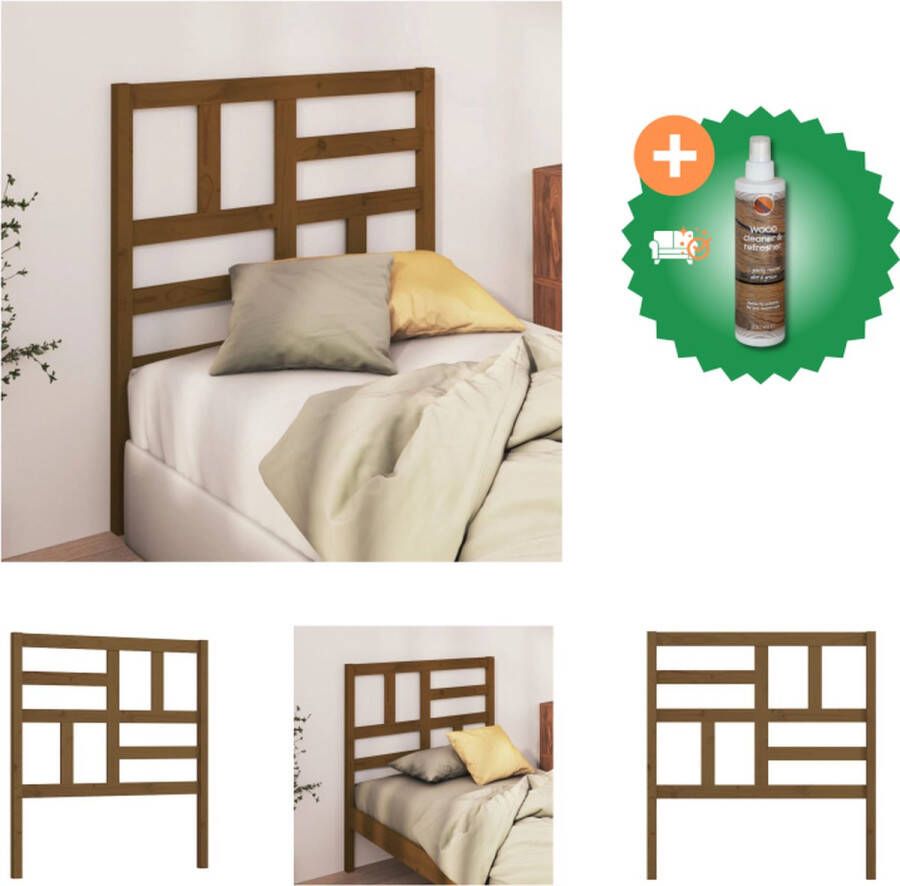 VidaXL Hoofdbord 96x4x104 cm massief grenenhout honingbruin Bedonderdeel Inclusief Houtreiniger en verfrisser