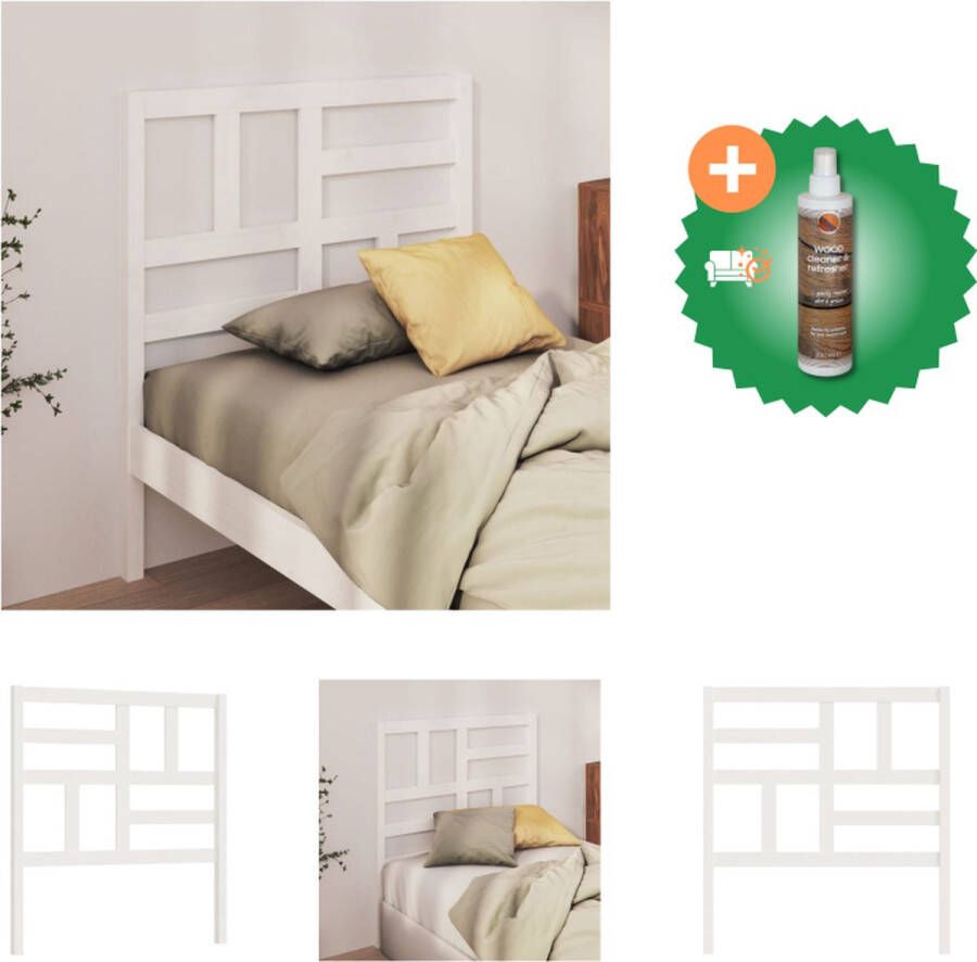 VidaXL Hoofdbord 96x4x104 cm massief grenenhout wit Bedonderdeel Inclusief Houtreiniger en verfrisser