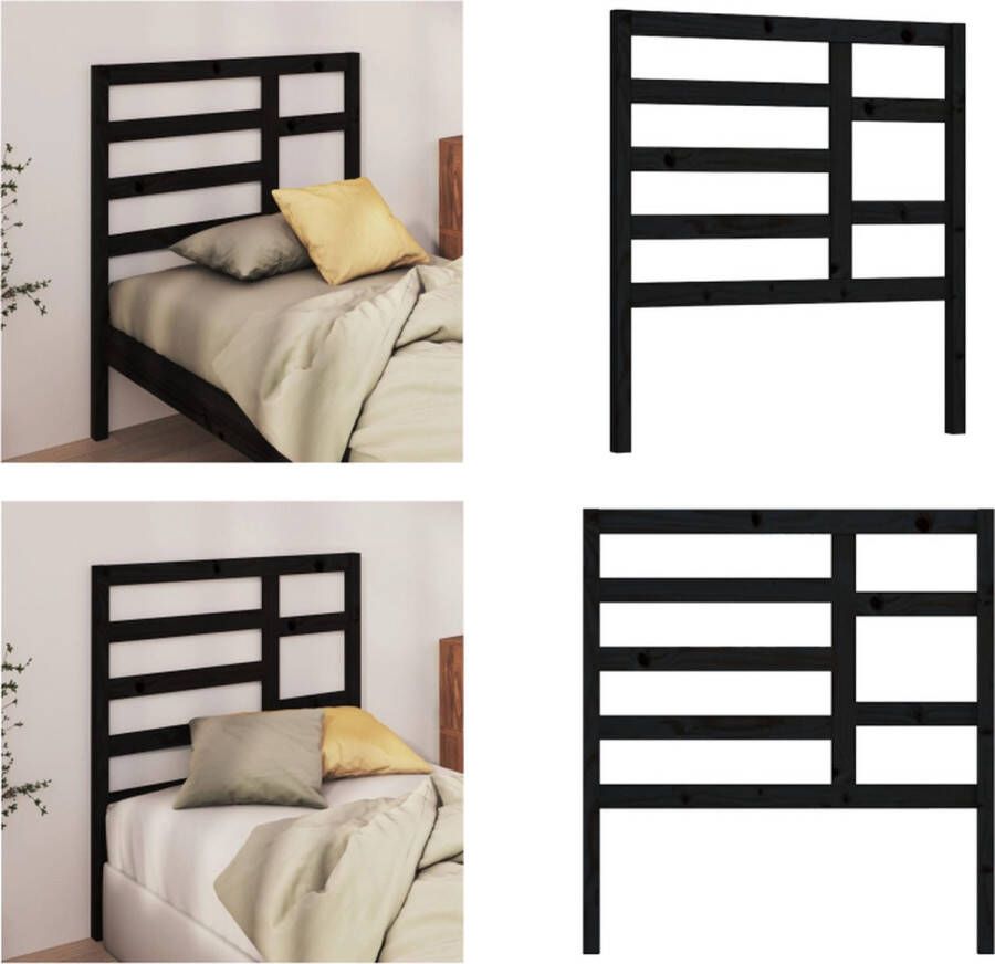 VidaXL Hoofdbord 96x4x104 cm massief grenenhout zwart Hoofdbord Hoofdborden Hoofdeinde Houten Hoofdbord