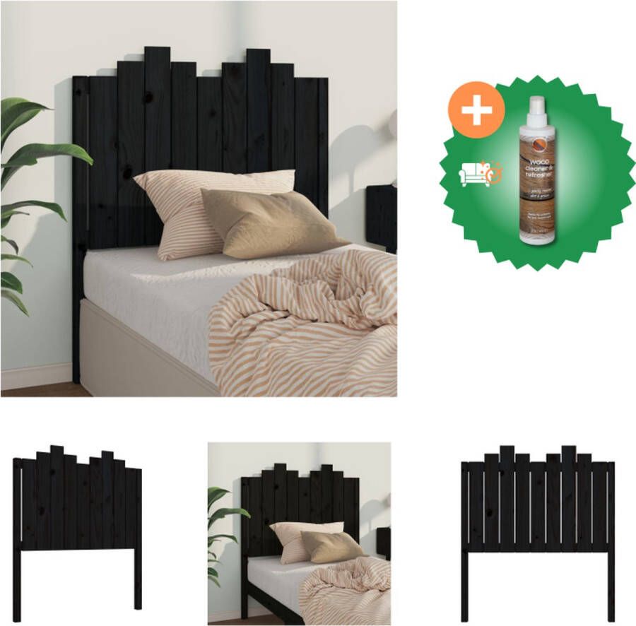 vidaXL Hoofdbord 96x4x110 cm massief grenenhout zwart Bedonderdeel Inclusief Houtreiniger en verfrisser