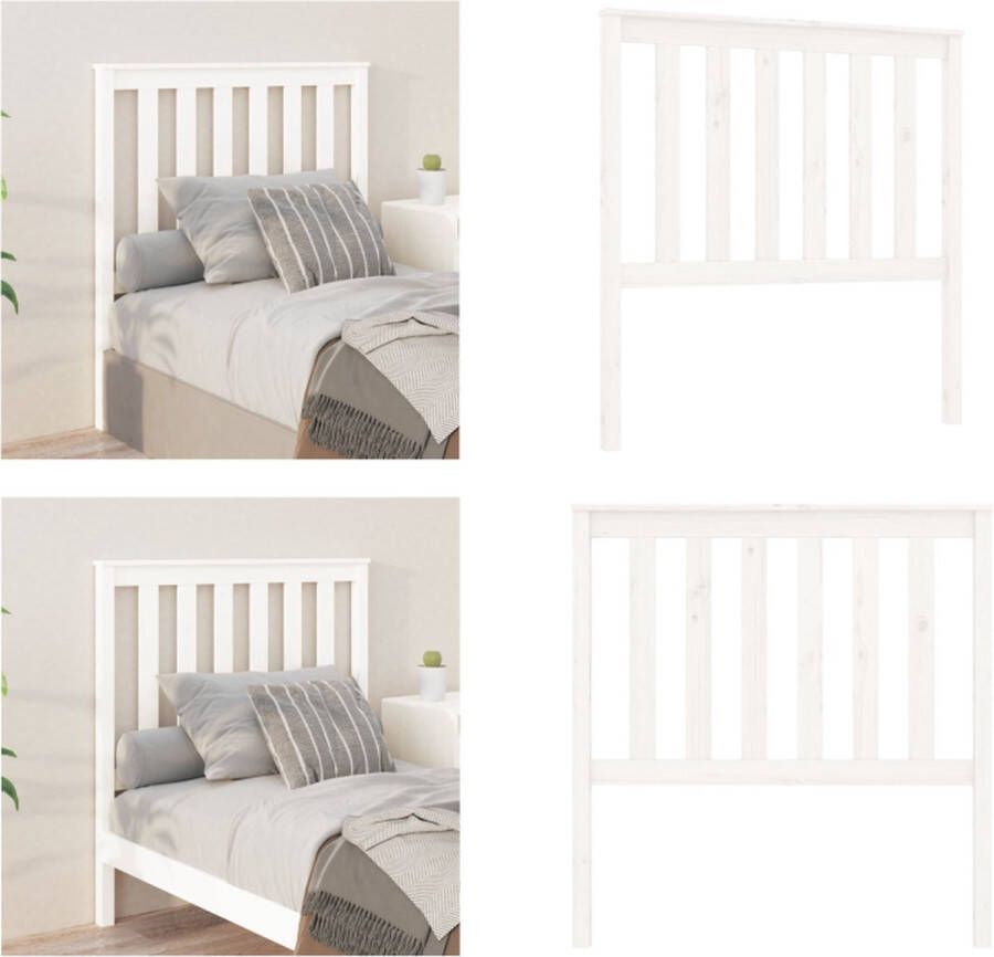 VidaXL Hoofdbord 96x6x101 cm massief grenenhout wit Hoofdbord Hoofdborden Hoofdeinde Houten Hoofdbord