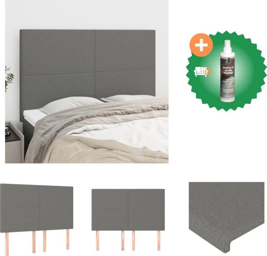 VidaXL Hoofdbord Modern Donkergrijs 144x5x118 128 cm Verstelbaar Hoogte Stof Hout(Let op bedframe en matras niet inbegrepen) Bedonderdeel Inclusief Reiniger - Foto 3