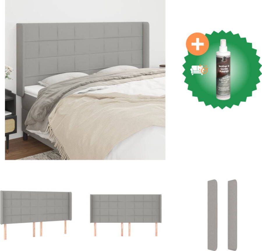 VidaXL Hoofdbord Klassiek Lichtgrijs 183x16x118 128 cm Duurzaam materiaal Verstelbare hoogte Bedonderdeel Inclusief Reiniger