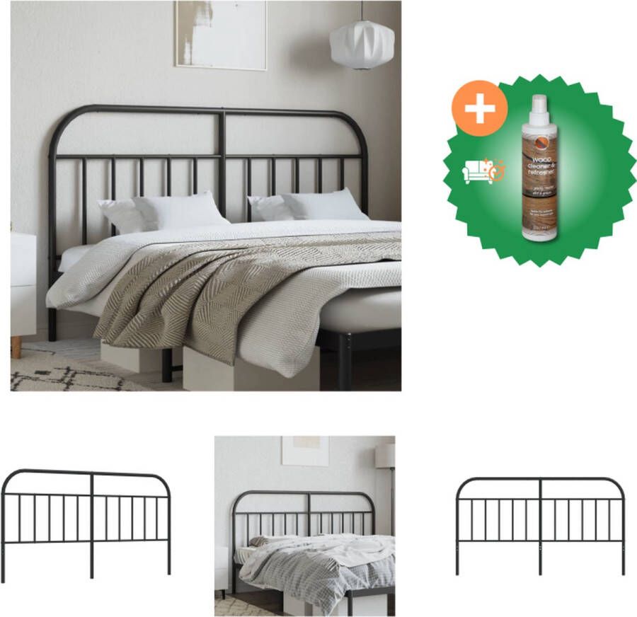 VidaXL Hoofdbord Bed 187 x 100 cm Robuuste metalen constructie Stevige en stabiele poten Comfortabele ondersteuning Bedonderdeel Inclusief Houtreiniger en verfrisser