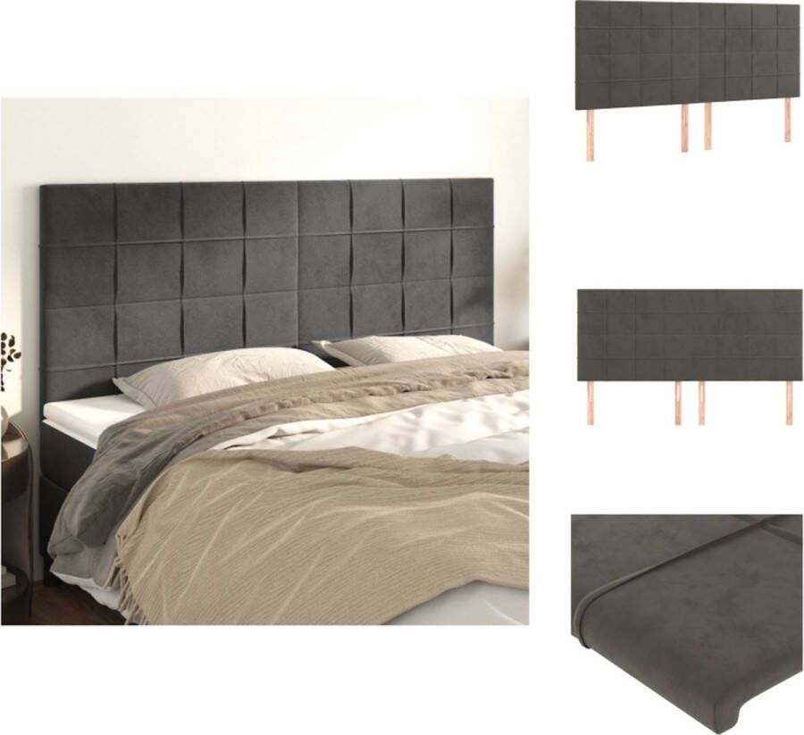 The Living Store Hoofdbord Bed 200x118 128 cm Donkergrijs Fluwelen Stof met Houten Poten Hoofd Bord Hoofdbord Velvet Grijs Beddengoed - Foto 2