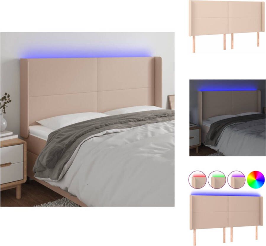 vidaXL Hoofdbord Bed 203 x 16 x 118 128 cm Verstelbare hoogte + LED-verlichting Bedonderdeel