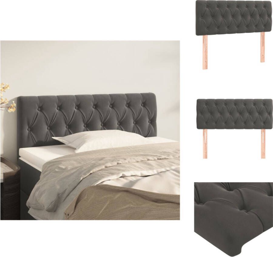 VidaXL Hoofdbord Hoofdborden Hoofdeinde Houten Hoofdbord 90x7x78 88 cm fluweel donkergrijs - Foto 2
