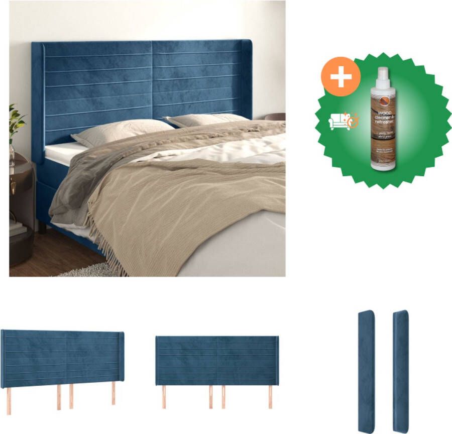 VidaXL Hoofdbord Bed Donkerblauw 203 x 16 x 118 128 cm Bedonderdeel Inclusief Houtreiniger en verfrisser - Foto 2