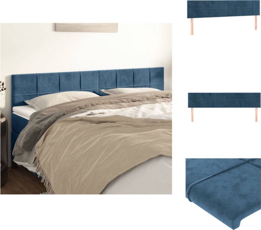 VidaXL Hoofdbord Bed Donkerblauw Fluweel Verstelbare Hoogte Stabiele Poten Comfortabele Ondersteuning 200x5x78 88cm 2x Hoofdeind Bedonderdeel