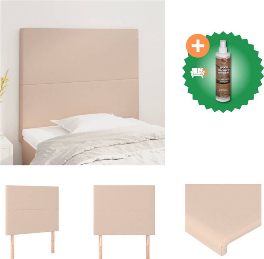 VidaXL Hoofdborden 2 st 100x5x78 88 cm kunstleer cappuccinokleurig Bedonderdeel Inclusief Houtreiniger en verfrisser