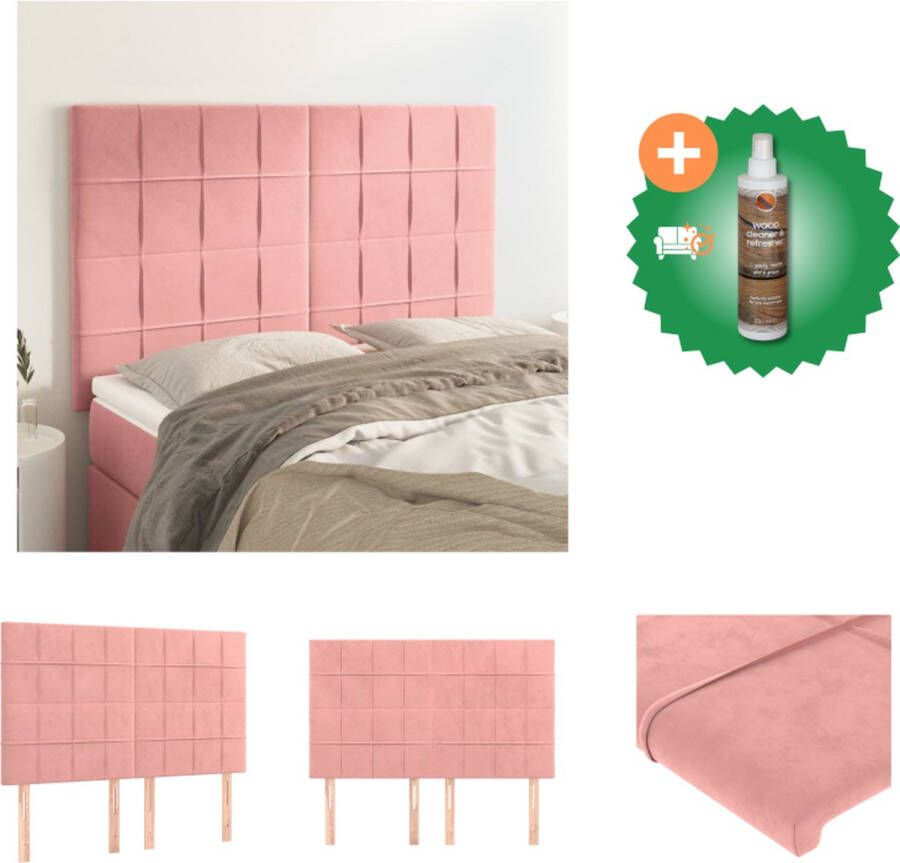 VidaXL Hoofdbord Bedaccessoires 144x5x118 128 cm Zacht fluweel Bedonderdeel Inclusief Houtreiniger en verfrisser