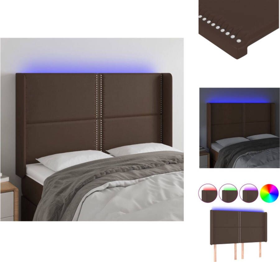 VidaXL Hoofdbord Bedaccessoires 147x16x118 128 cm Bruin LED Bedonderdeel
