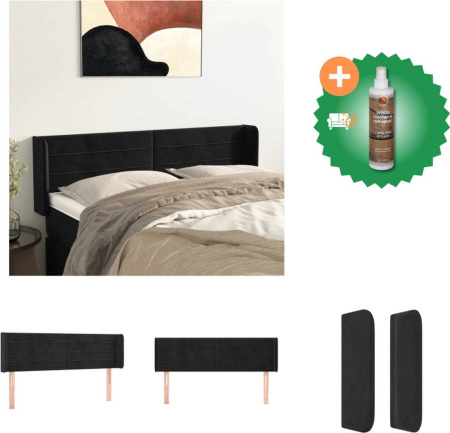 VidaXL Hoofdbord Bedaccessoires 147x16x78 88 cm Zwart fluweel Bedonderdeel Inclusief Houtreiniger en verfrisser