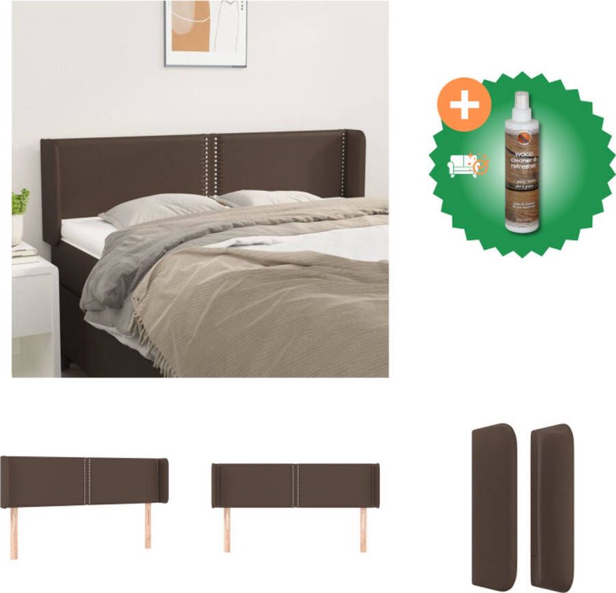 VidaXL Hoofdbord Bedaccessoires 147x16x78 88cm Bruin Kunstleer Bedonderdeel Inclusief Houtreiniger en verfrisser