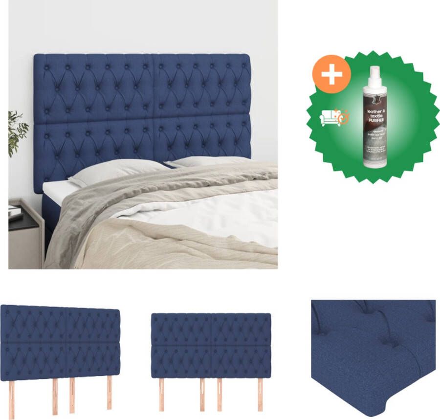 VidaXL Hoofdbord Bedaccessoires 160 x 7 x 118 128 cm Blauw Bedonderdeel Inclusief Reiniger