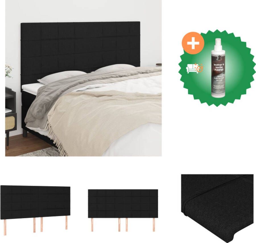 VidaXL Hoofdbord Bedaccessoires 180x118 128 cm Zwarte stoffen bekleding Bedonderdeel Inclusief Reiniger
