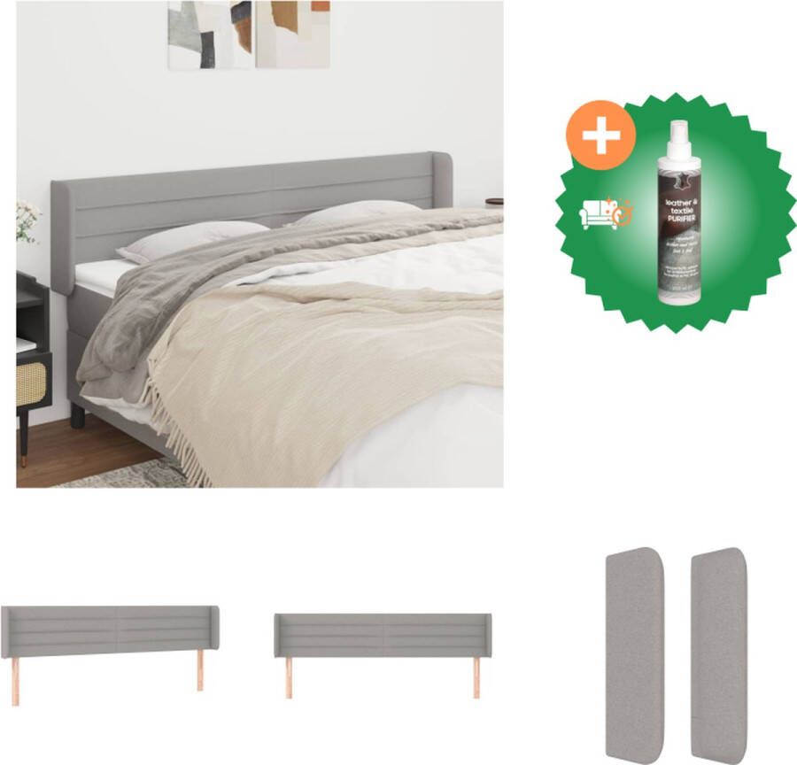 VidaXL Hoofdbord Bedaccessoires 203 x 16 x 78 88 cm Lichtgrijs Duurzaam materiaal Verstelbare hoogte Bedonderdeel Inclusief Reiniger