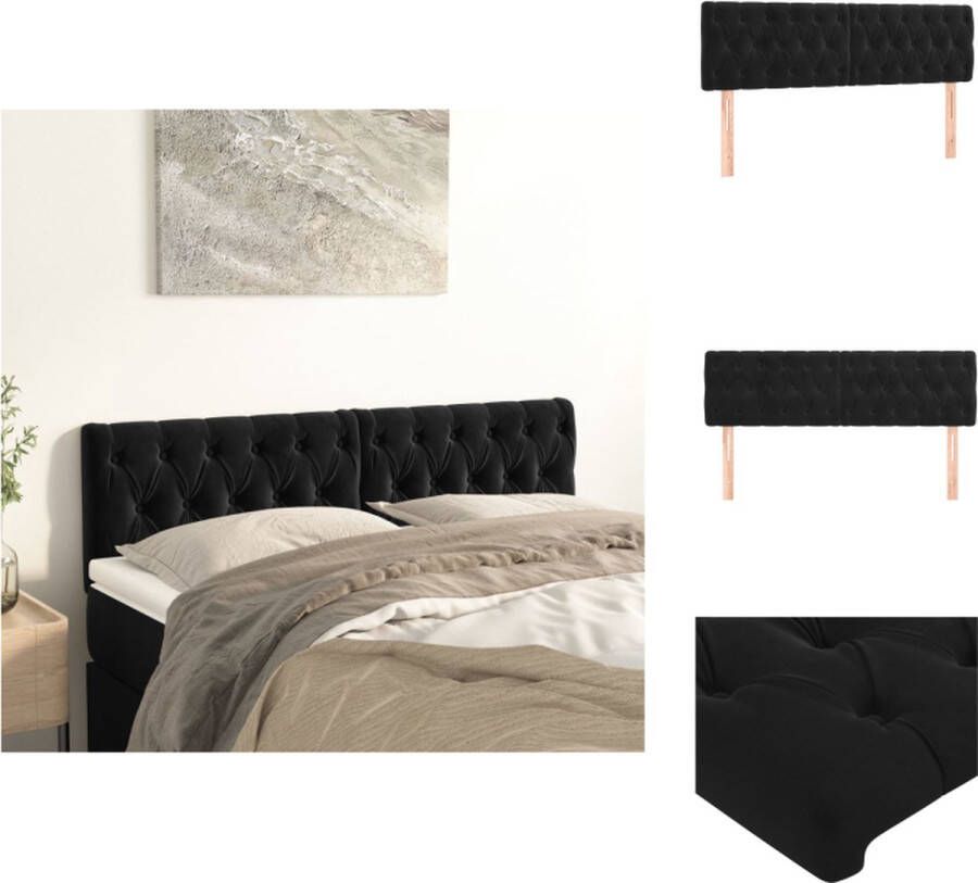 VidaXL Hoofdbord Hoofdborden Hoofdeinde Houten Hoofdbord Hoofdborden 2 st 72x7x78 88 cm fluweel zwart - Foto 2