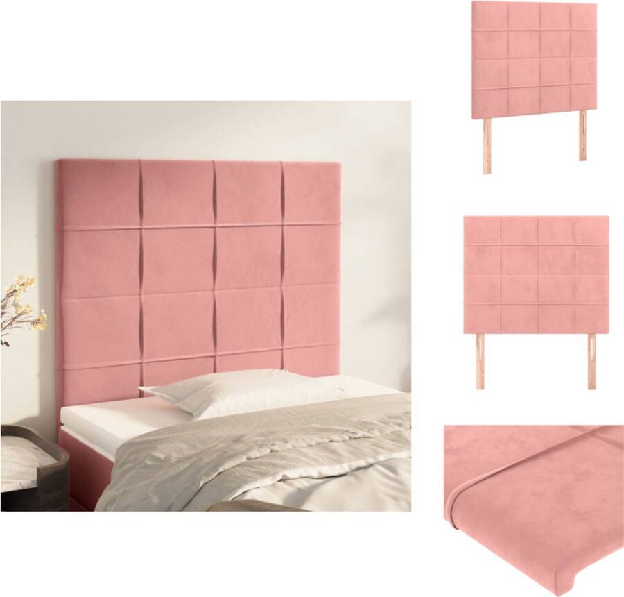 VidaXL Hoofdeind Hoofdbord Zacht fluweel Stevige poten Verstelbare hoogte Comfortabele ondersteuning Roze 100% polyester 180 x 5 x 78 88 cm 2 x hoofdeind Bedonderdeel - Foto 5