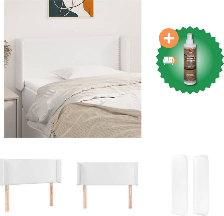 VidaXL Hoofdbord Bedaccessoires Kunstleer Verstelbaar Wit 103 x 16 x 78 88 cm Bedonderdeel Inclusief Houtreiniger en verfrisser