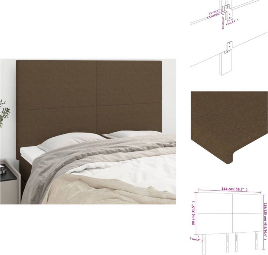 The Living Store Hoofdbord donkerbruin 144 x 5 x 118 128 cm verstelbare hoogte comfortabele ondersteuning duurzaam materiaal stevige poten Hoofd Bord Hoofdkussen Beddecoratie Bedroom Decor Slaapkamer Meubels - Foto 2