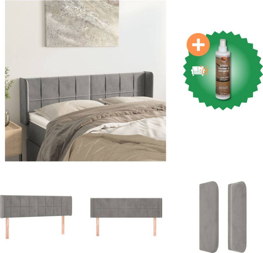 VidaXL Hoofdbord Bedden 147 x 16 x 78 88 cm Zacht fluweel Stevige poten Bedonderdeel Inclusief Houtreiniger en verfrisser - Foto 2