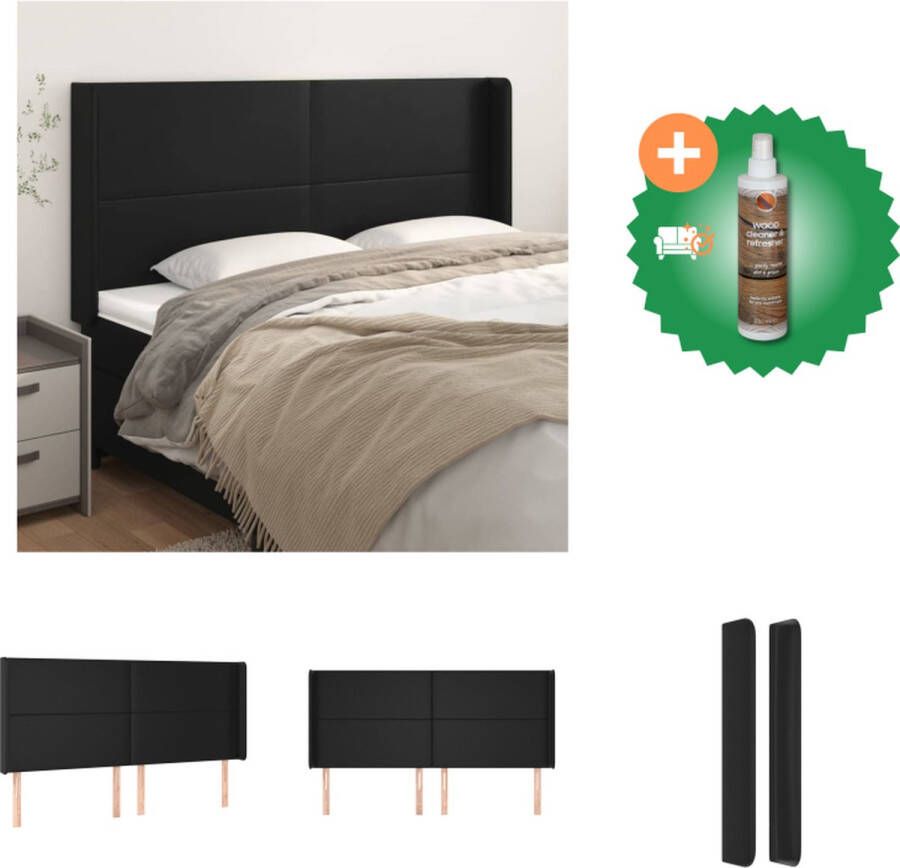 VidaXL Hoofdbord Beddengoed 163x16x118 128 cm Zwart kunstleer Bedonderdeel Inclusief Houtreiniger en verfrisser