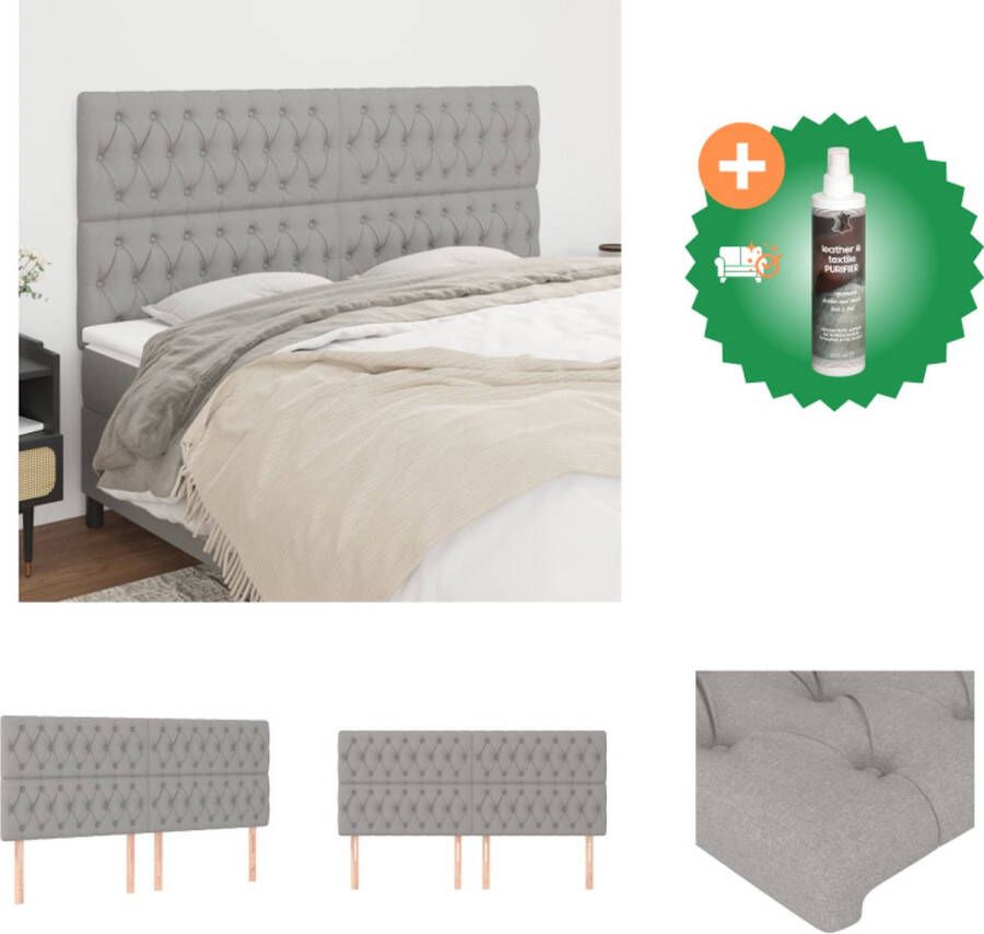 VidaXL Hoofdbord Bedhoofdeind 200 x 7 x 118 128 cm Lichtgrijs Bedonderdeel Inclusief Reiniger