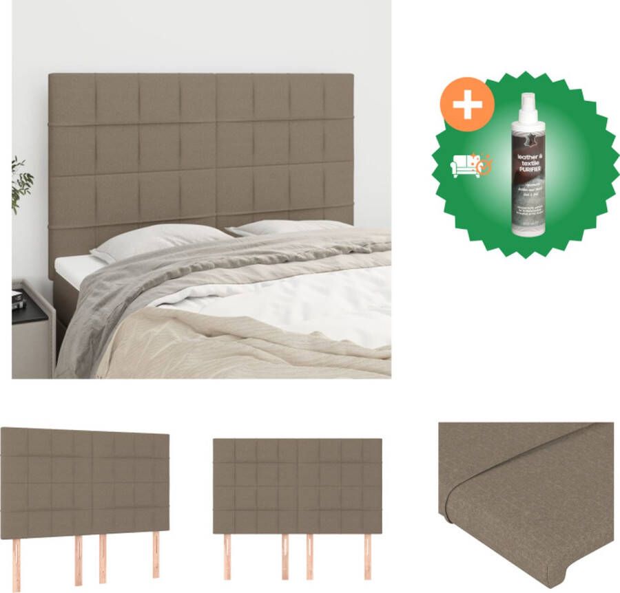 vidaXL Hoofdbord Bedhoofdeind Taupe 144 x 5 x 118 128 cm Verstelbaar Bedonderdeel Inclusief Reiniger