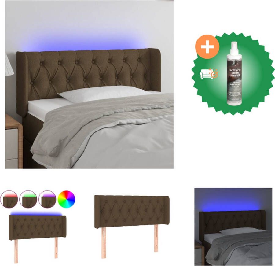 VidaXL Hoofdbord Bedhoofdeinde 103 x 16 x 78 88 cm LED-verlichting Verstelbare hoogte Duurzaam materiaal Donkerbruin Bedonderdeel Inclusief Reiniger