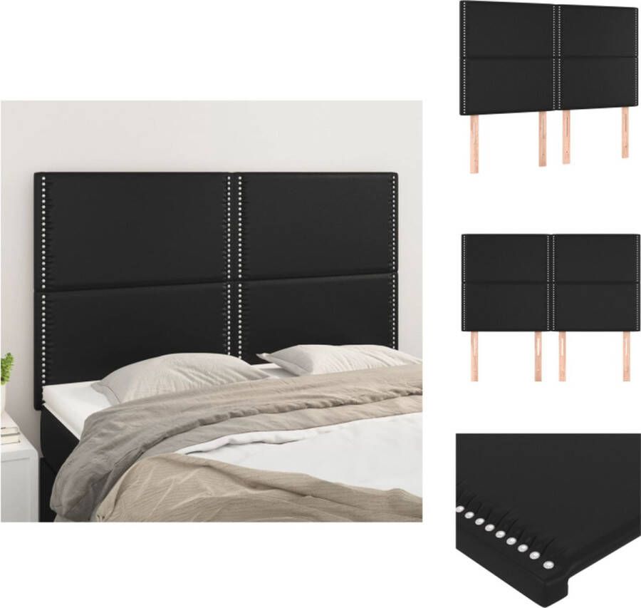 VidaXL Hoofdbord Hoofdborden Hoofdeinde Houten Hoofdbord Hoofdbordem 4 st 72x5x78 88 cm kunstleer zwart - Foto 2