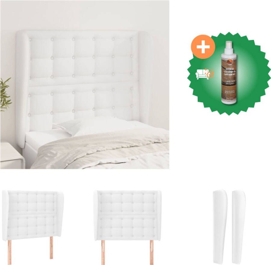 VidaXL Hoofdbord Bedmeubels 103 x 23 x 118 128 cm Kunstleer hout Wit Bedonderdeel Inclusief Houtreiniger en verfrisser