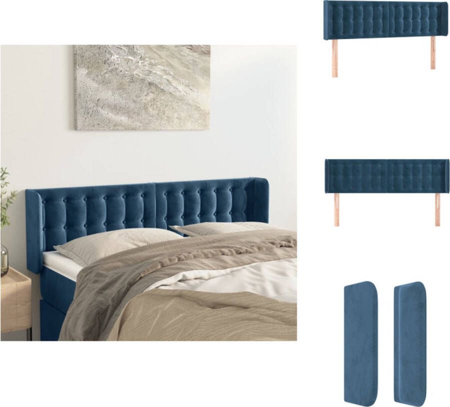 VidaXL Hoofdbord Bedmeubilair 147 x 16 x 78 88 cm Fluweel Donkerblauw Bedonderdeel