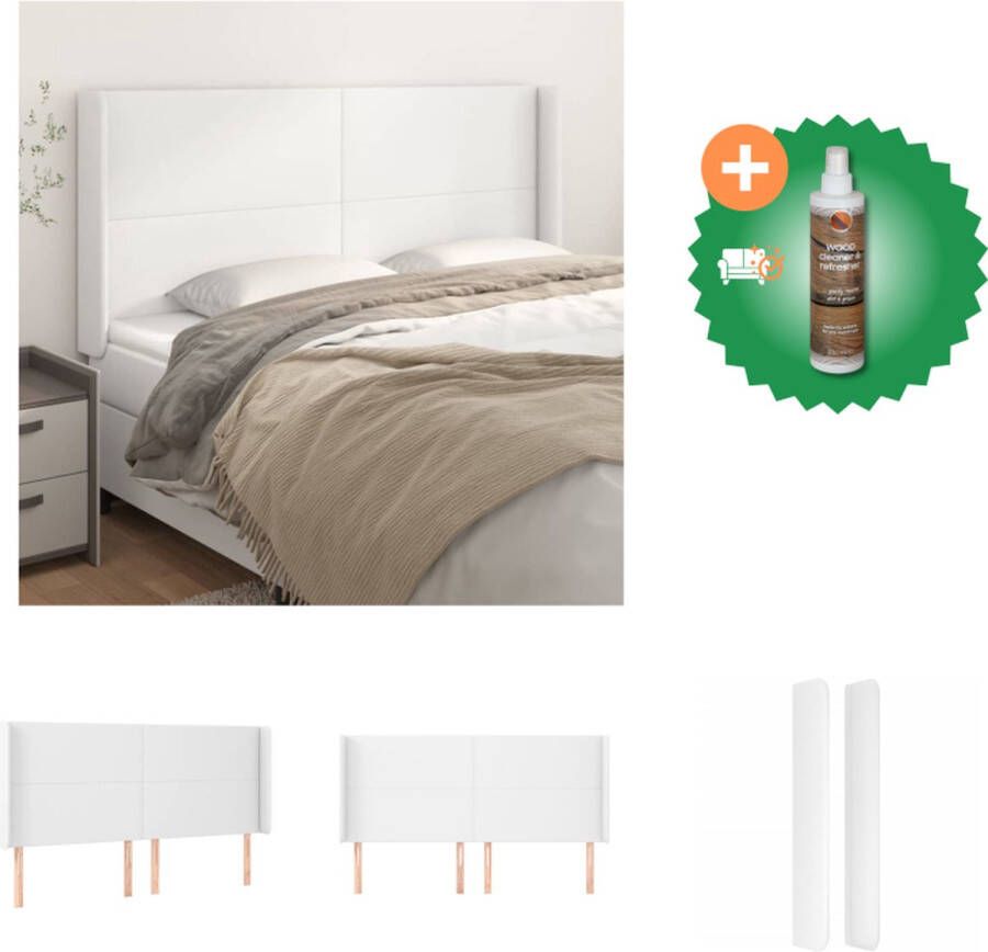 VidaXL Hoofdbord Bedmeubilair 163x16x118 128 cm Duurzaam kunstleer verstelbare hoogte Bedonderdeel Inclusief Houtreiniger en verfrisser