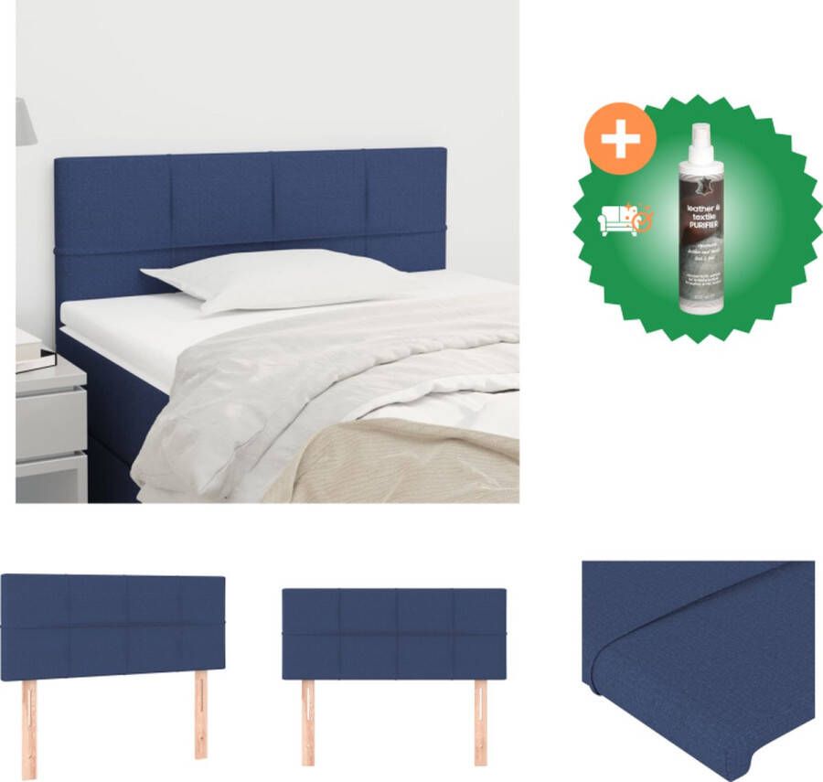 VidaXL Hoofdbord Klassiek Blauw 100 x 5 x 78 88 cm Duurzaam stof houten poten Bedonderdeel Inclusief Reiniger