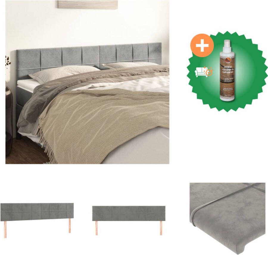 VidaXL Hoofdbord Bedombouw 100x5x78 88 cm Lichtgrijs Fluweel Bedonderdeel Inclusief Houtreiniger en verfrisser