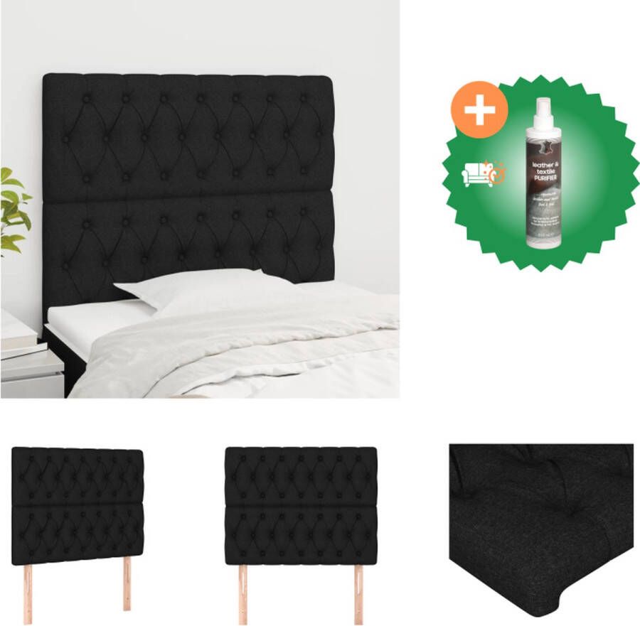 VidaXL Hoofdbord Klassiek Zwart 200 x 7 x 78 88 cm Stof Hout Incl 2 x Hoofdeind Bedonderdeel Inclusief Reiniger - Foto 2