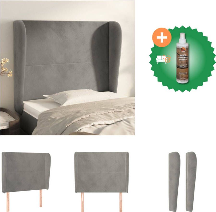 VidaXL Hoofdbord Bedombouw 103 x 23 x 118 128 cm Lichtgrijs Bedonderdeel Inclusief Houtreiniger en verfrisser