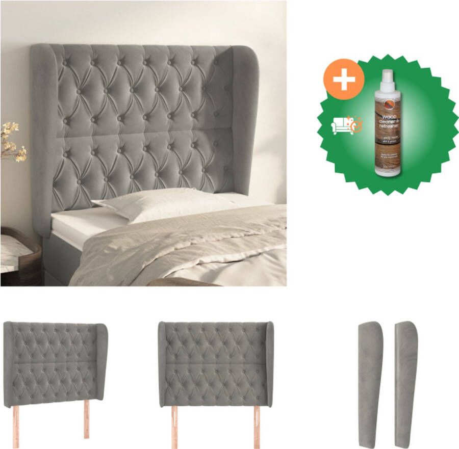 VidaXL Hoofdbord Bedombouw 103 x 23 x 118 128 cm Zacht fluweel Bedonderdeel Inclusief Houtreiniger en verfrisser