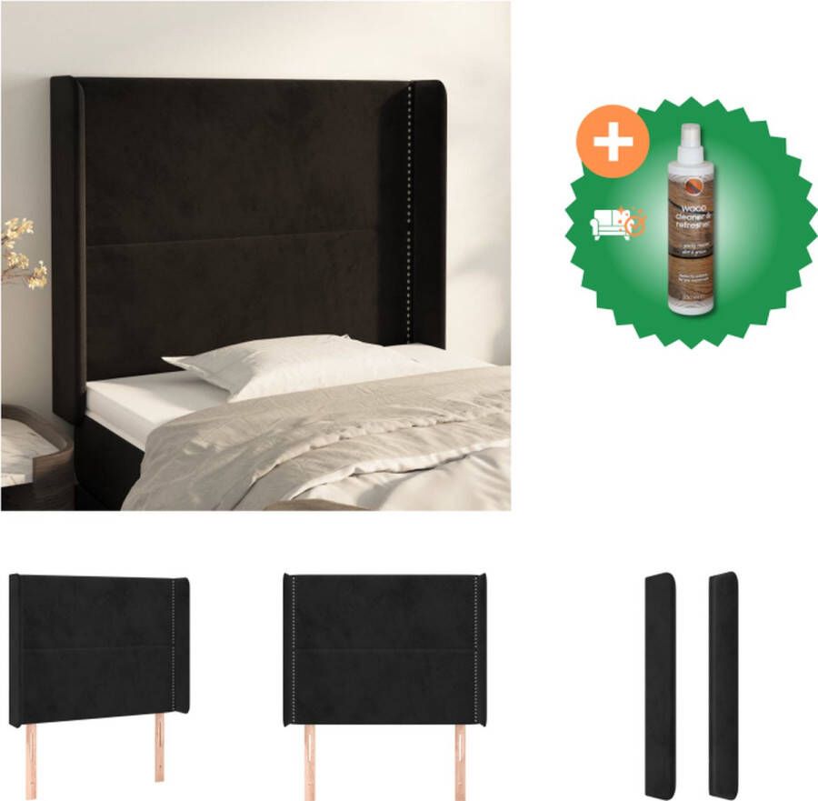 VidaXL Hoofdbord Bedombouw 103x16x118 128 cm Zacht fluweel Bedonderdeel Inclusief Houtreiniger en verfrisser