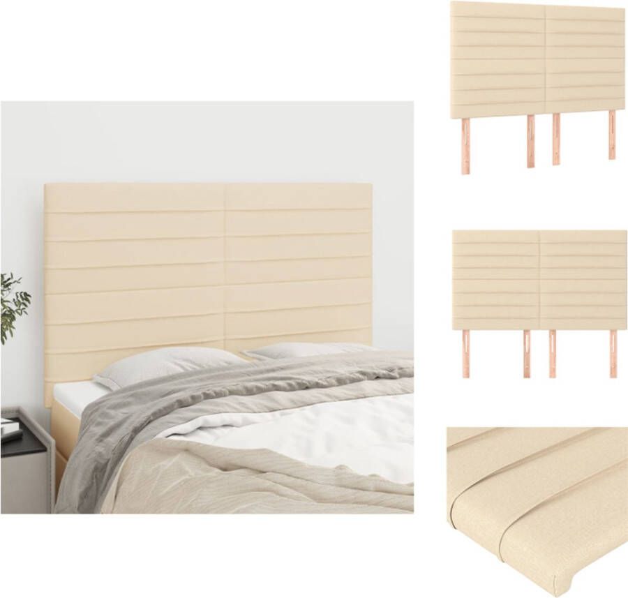 VidaXL Hoofdbord Hoofdborden Hoofdeinde Houten Hoofdbord Hoofdborden 4 st 72x5x78 88 cm stof crèmekleurig - Foto 3